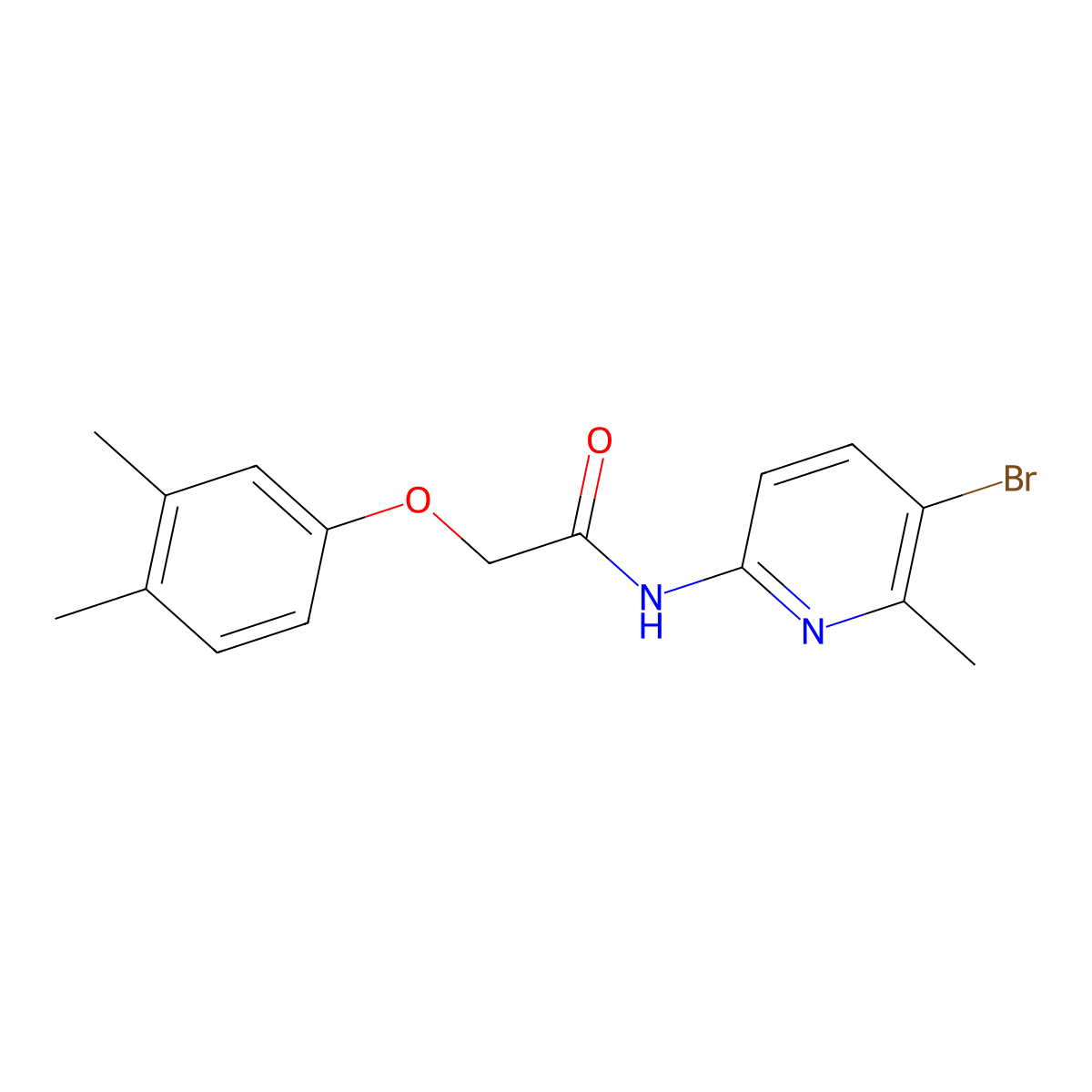 N-(5-bromo-6-methylpyridin-2-yl)-2-(3,4-dimethylphenoxy)acetamide molecular structure, CAS 638142-29-7