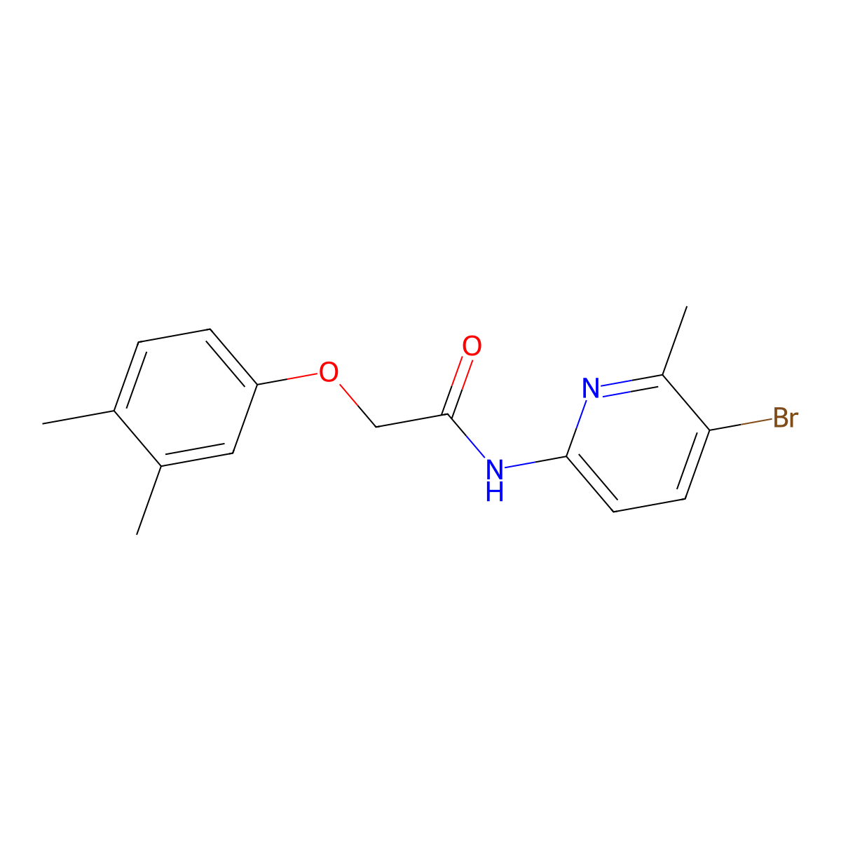 N-(5-bromo-6-methylpyridin-2-yl)-2-(3,4-dimethylphenoxy)acetamide molecular structure, CAS 638142-29-7