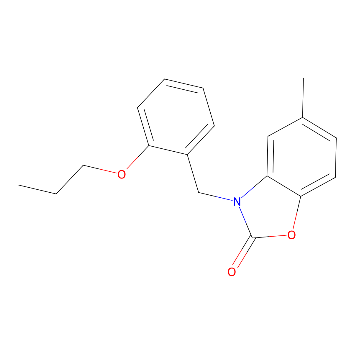 5-Methyl-3-(2-propoxy-benzyl)-3H-benzooxazol-2-one molecular structure, CAS 638142-36-6