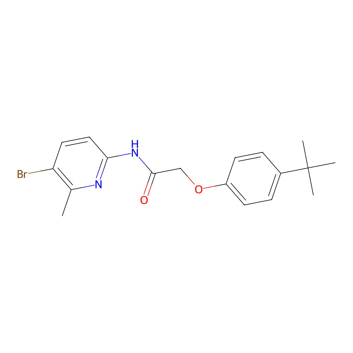N-(5-bromo-6-methylpyridin-2-yl)-2-(4-tert-butylphenoxy)acetamide molecular structure, CAS 638142-37-7