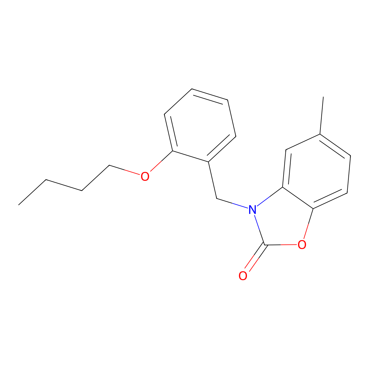 3-(2-butoxybenzyl)-5-methyl-1,3-benzoxazol-2(3H)-one molecular structure, CAS 638142-38-8