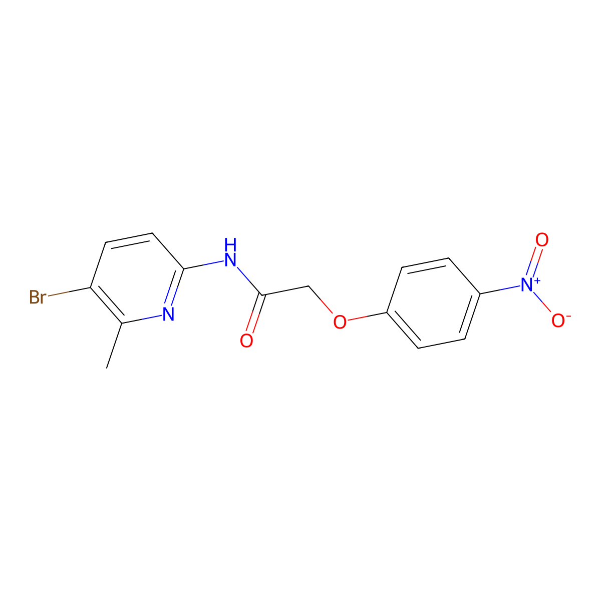 N-(5-bromo-6-methylpyridin-2-yl)-2-(4-nitrophenoxy)acetamide molecular structure, CAS 638142-39-9