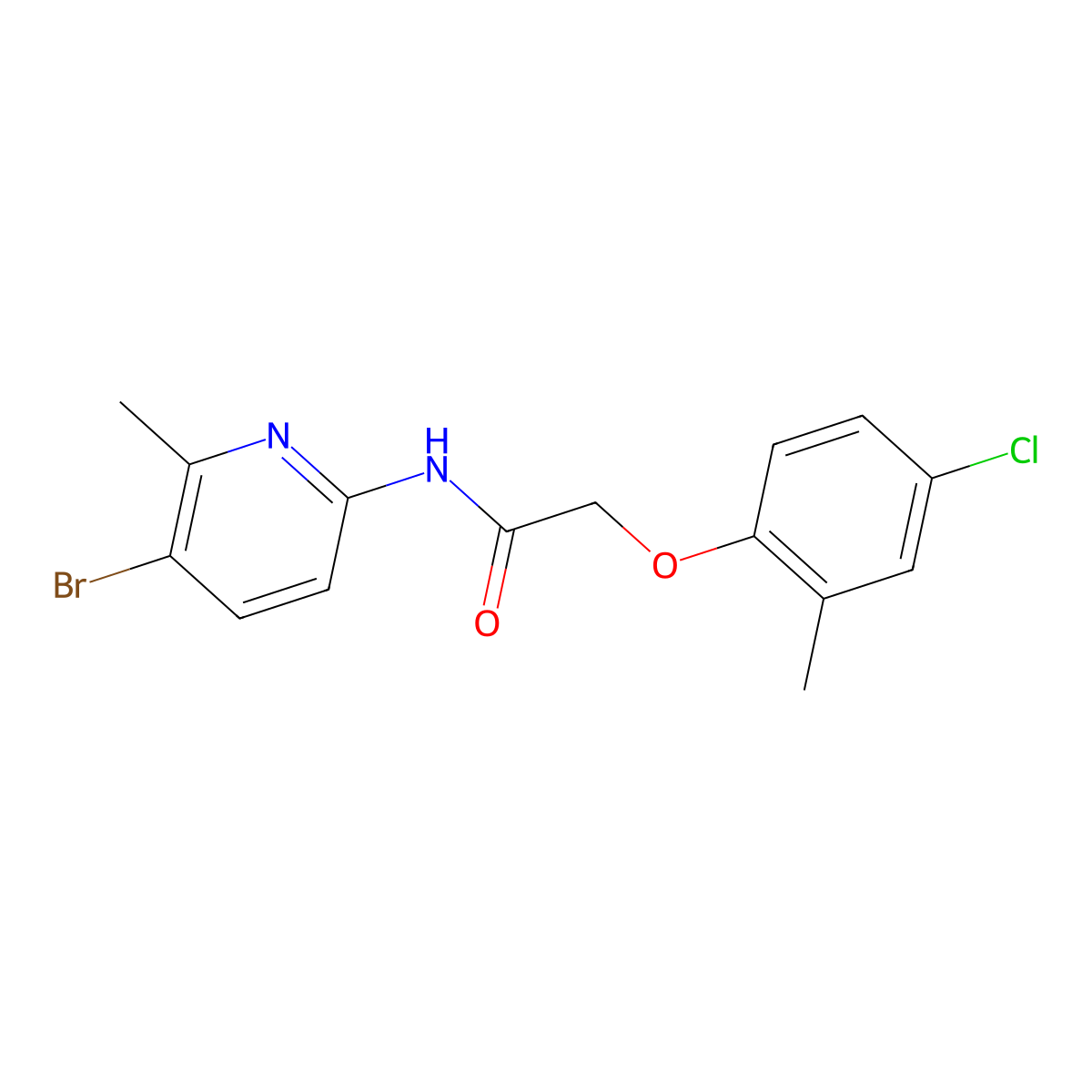 N-(5-bromo-6-methylpyridin-2-yl)-2-(4-chloro-2-methylphenoxy)acetamide molecular structure, CAS 638142-49-1