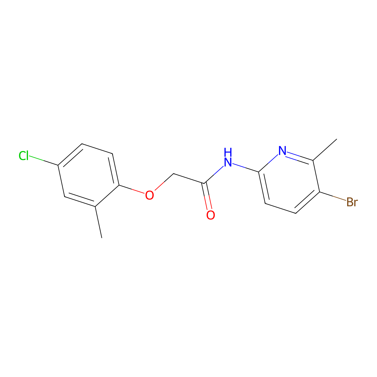 N-(5-bromo-6-methylpyridin-2-yl)-2-(4-chloro-2-methylphenoxy)acetamide molecular structure, CAS 638142-49-1