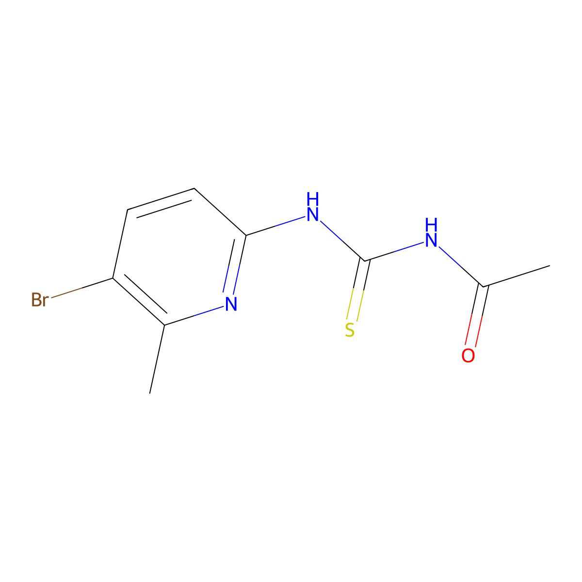 N-[(5-bromo-6-methylpyridin-2-yl)carbamothioyl]acetamide molecular structure, CAS 638142-71-9