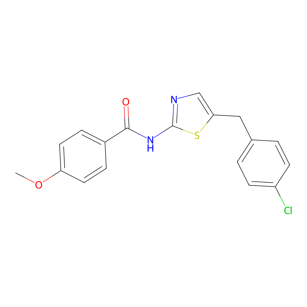 N-[5-(4-chlorobenzyl)-1,3-thiazol-2-yl]-4-methoxybenzamide molecular structure, CAS 638143-03-0