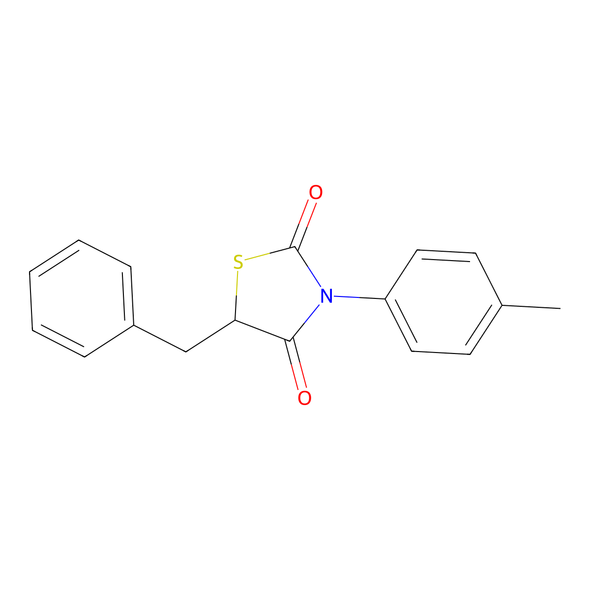 5-Benzyl-3-(4-methylphenyl)-1,3-thiazolidine-2,4-dione molecular structure, CAS 638143-11-0
