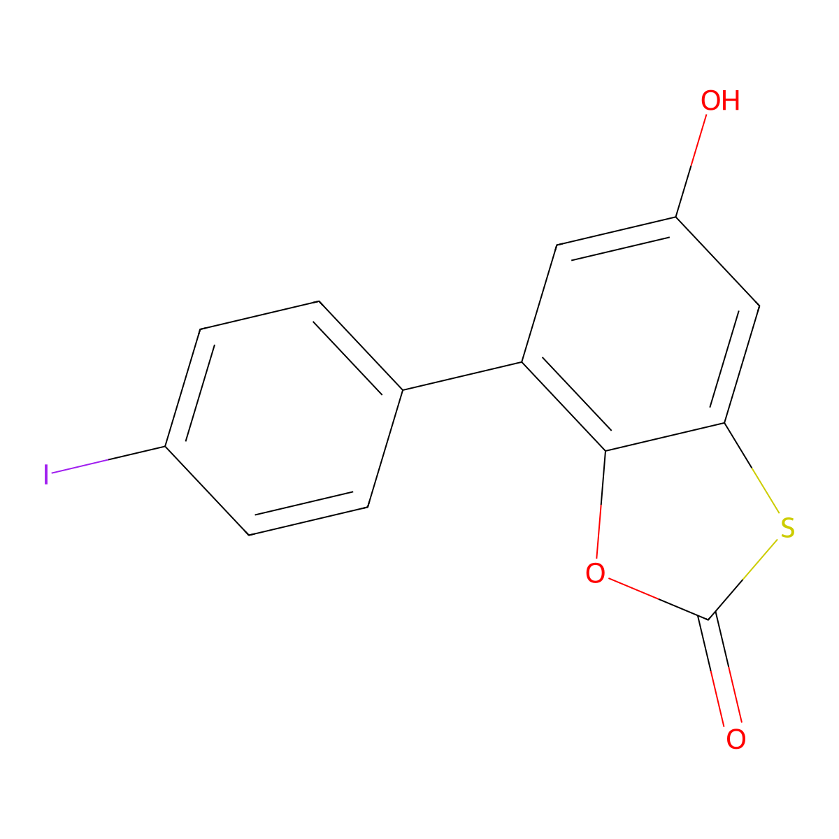 5-Hydroxy-7-(4-iodophenyl)-1,3-benzoxathiol-2-one molecular structure, CAS 638143-22-3