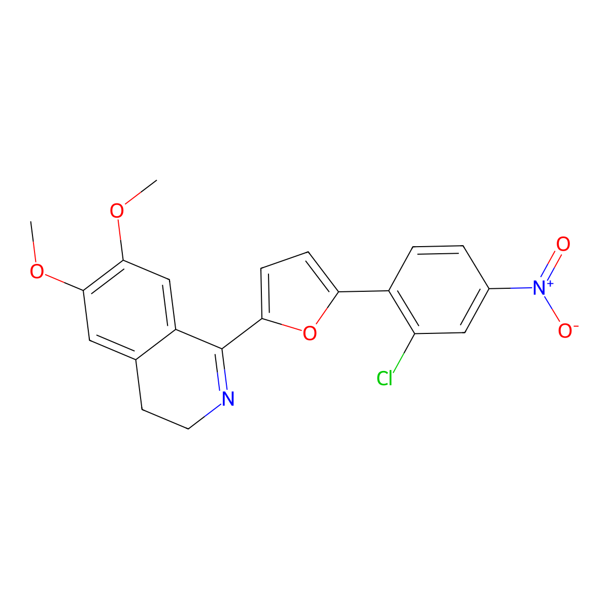 1-[5-(2-Chloro-4-nitrophenyl)furan-2-yl]-6,7-dimethoxy-3,4-dihydroisoquinoline molecular structure, CAS 638143-42-7