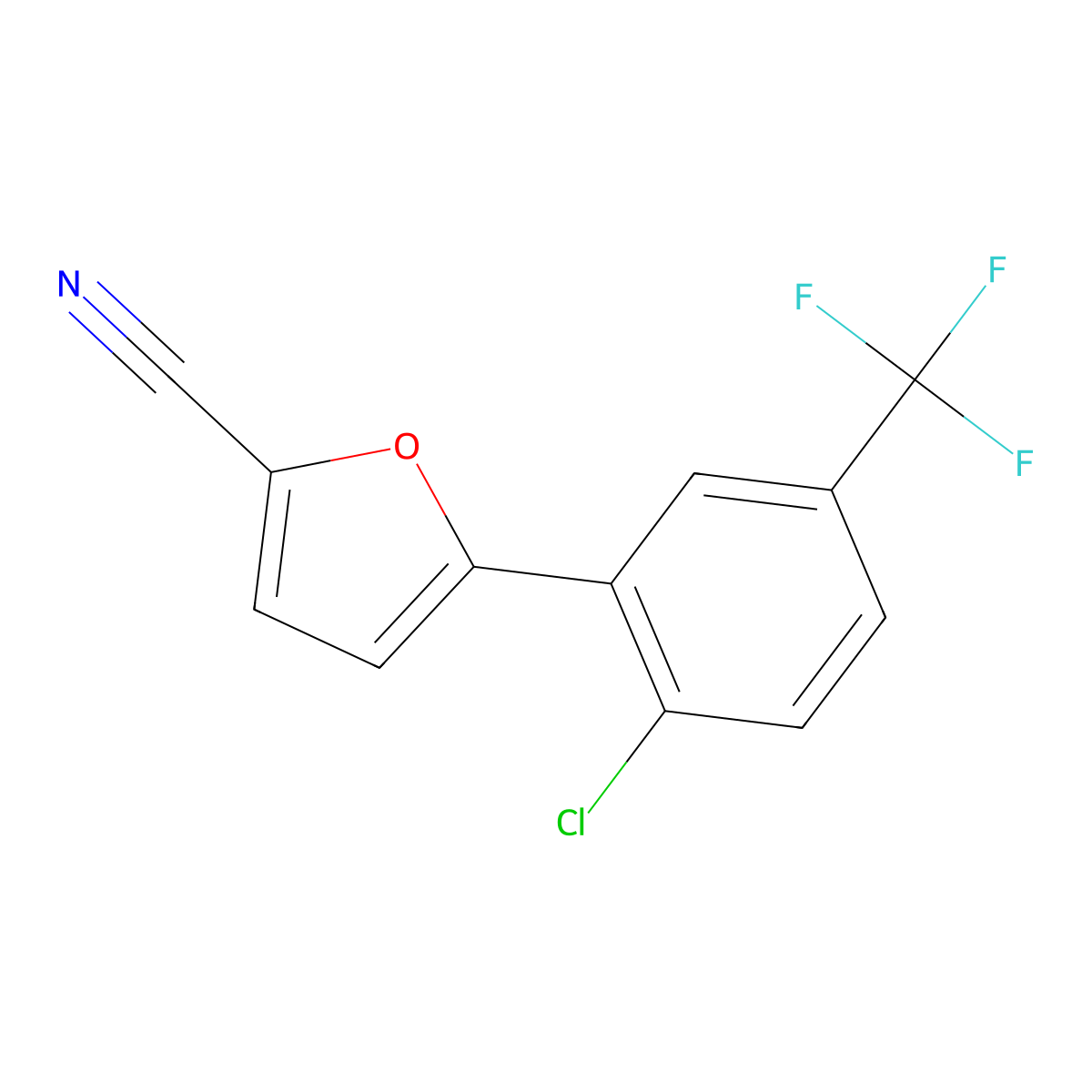 5-[2-Chloro-5-(trifluoromethyl)phenyl]furan-2-carbonitrile molecular structure, CAS 638143-44-9