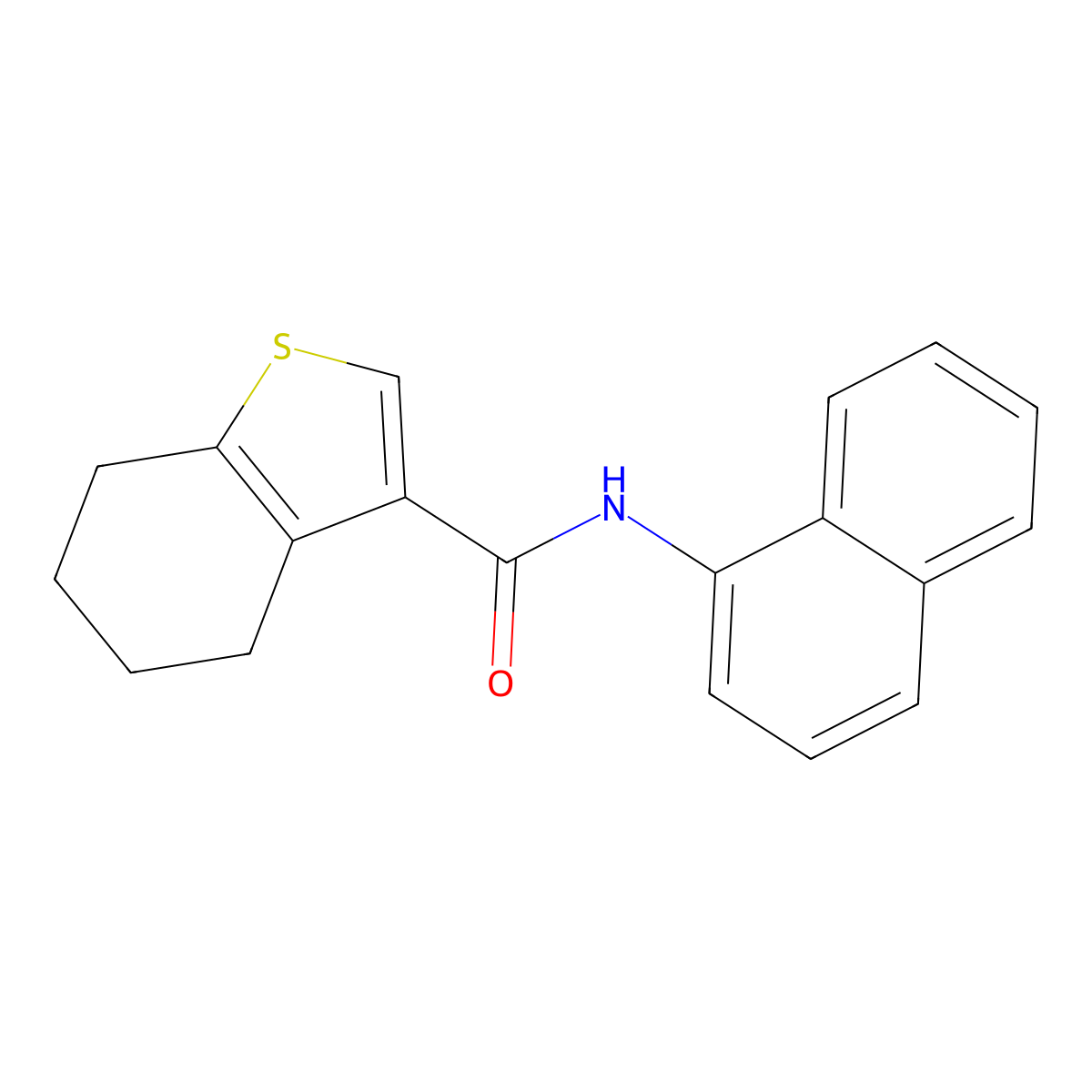 N-(naphthalen-1-yl)-4,5,6,7-tetrahydro-1-benzothiophene-3-carboxamide molecular structure, CAS 638143-50-7
