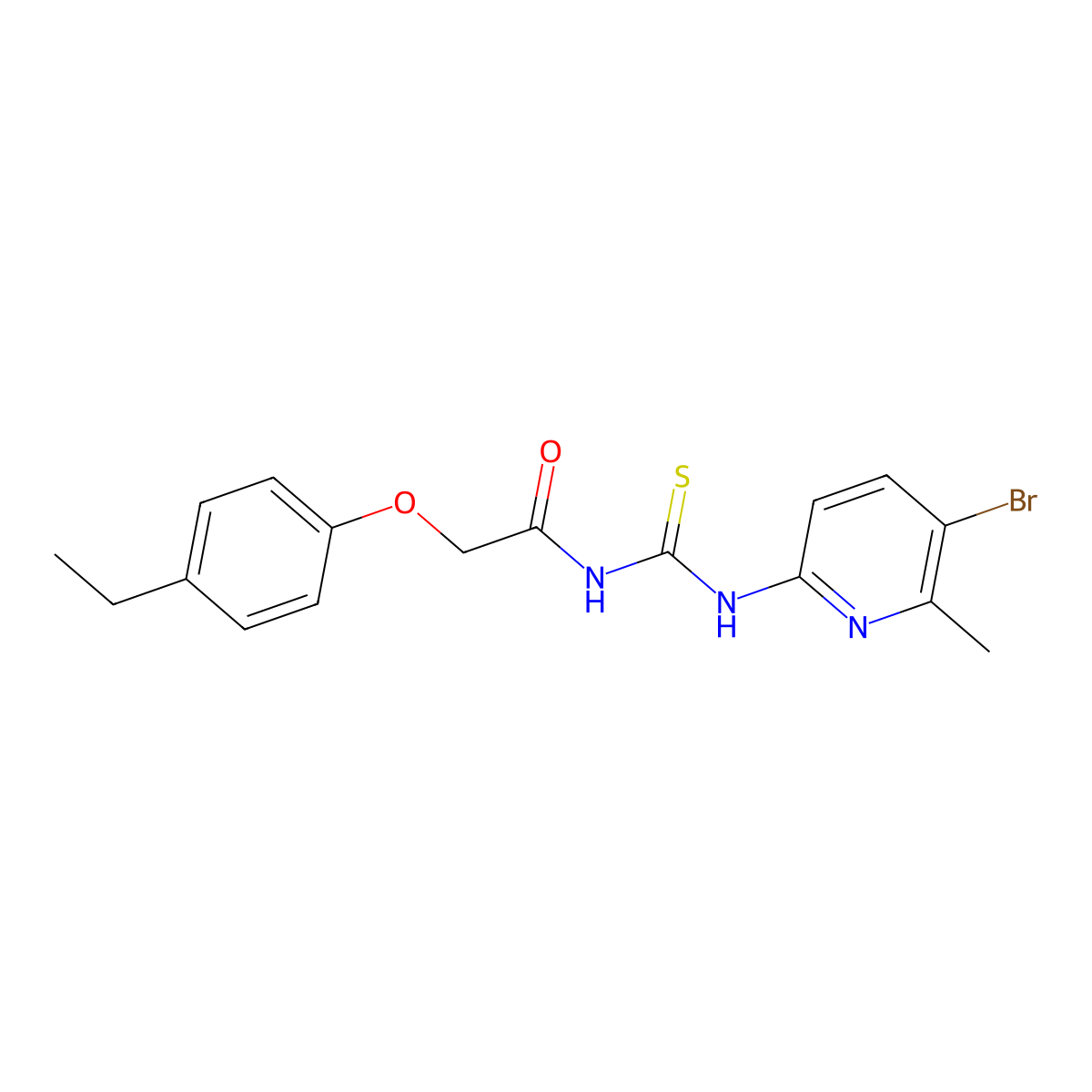 N-[(5-bromo-6-methylpyridin-2-yl)carbamothioyl]-2-(4-ethylphenoxy)acetamide molecular structure, CAS 638143-61-0