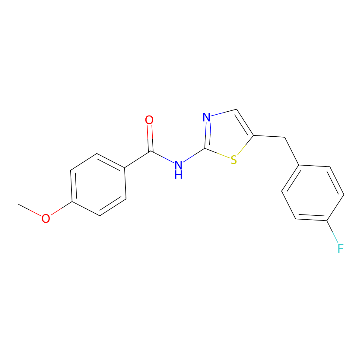 N-{5-[(4-fluorophenyl)methyl]-1,3-thiazol-2-yl}-4-methoxybenzamide molecular structure, CAS 638143-64-3