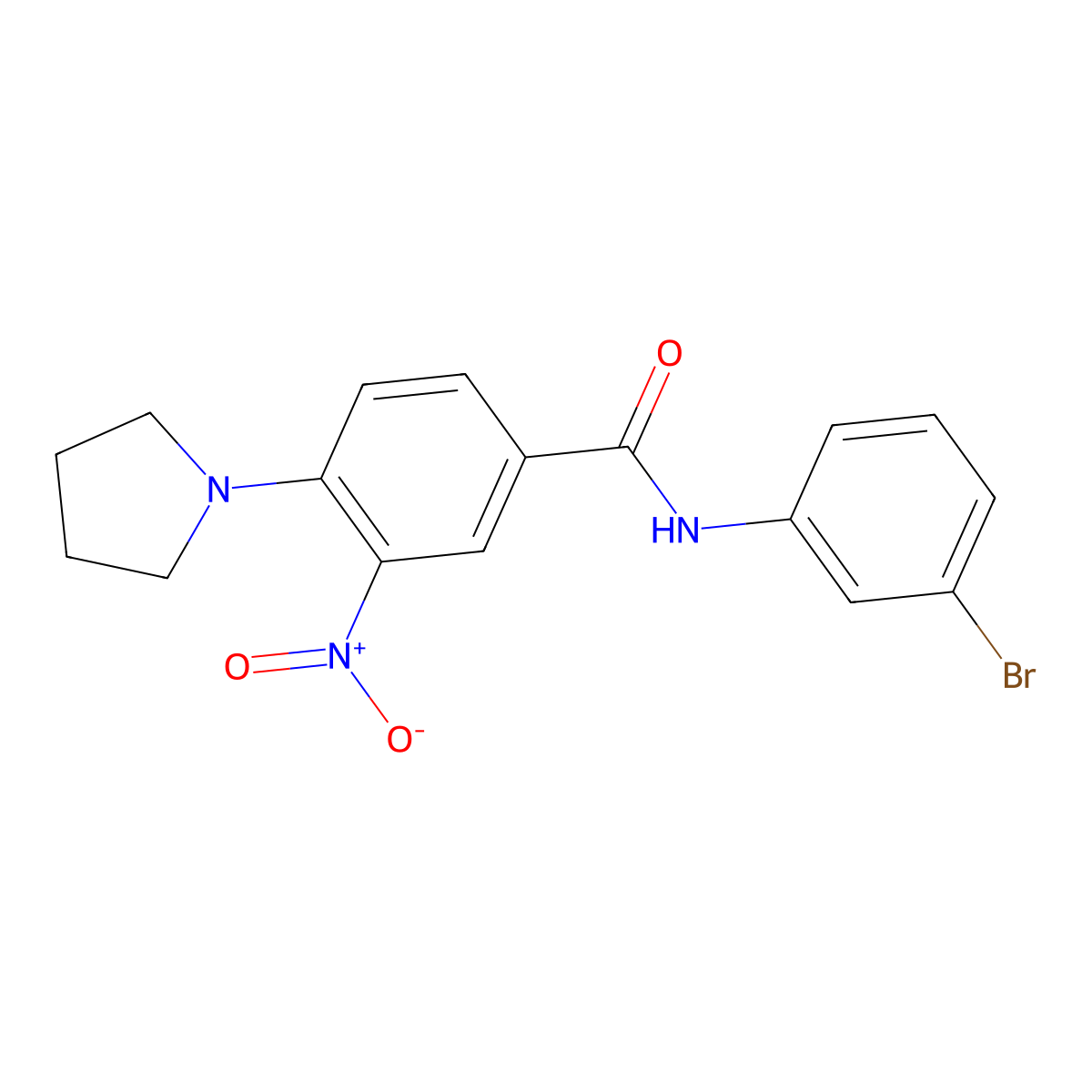 N-(3-bromophenyl)-3-nitro-4-pyrrolidin-1-ylbenzamide molecular structure, CAS 638143-91-6