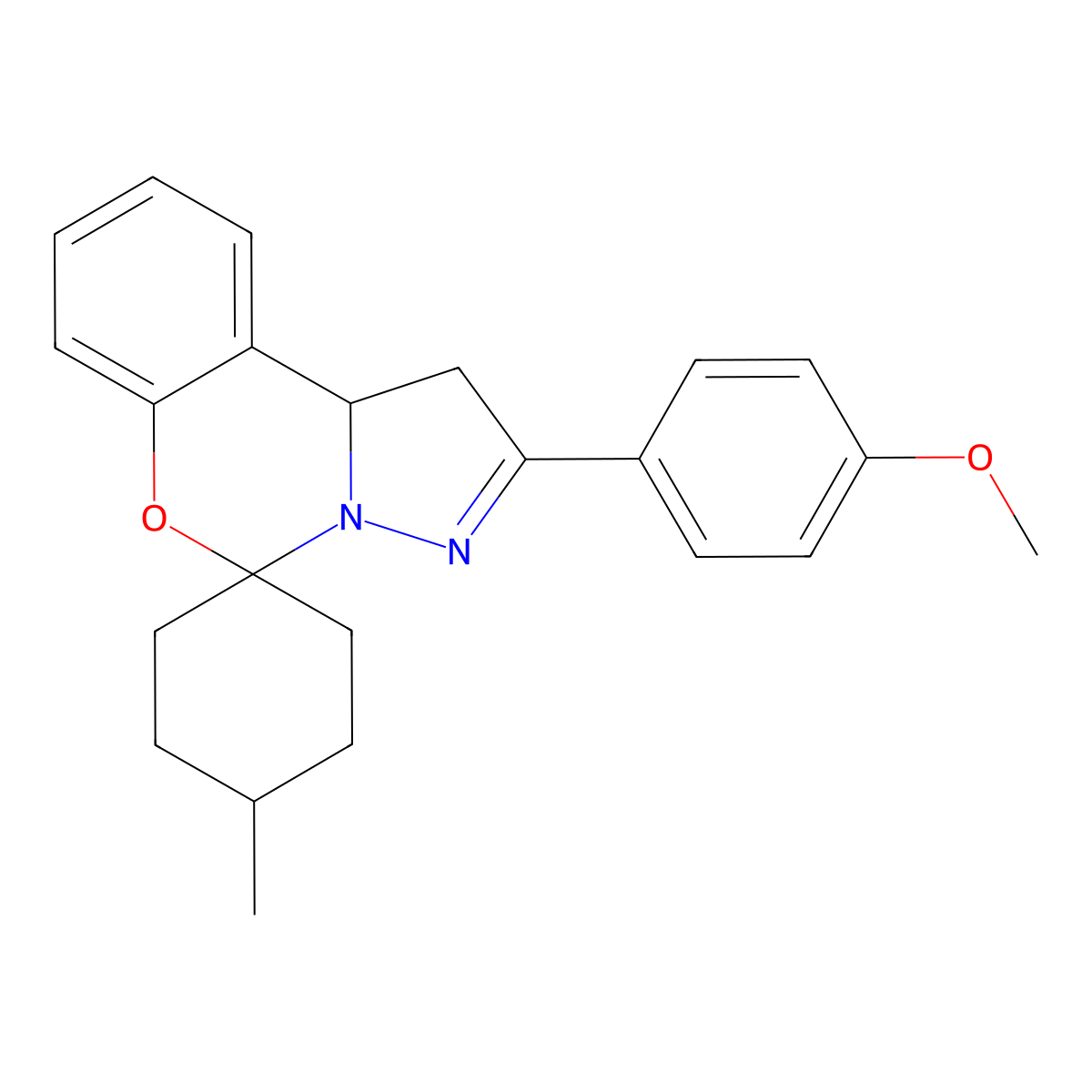 2'-(4-Methoxyphenyl)-4-methyl-1',10b'-dihydrospiro[cyclohexane-1,5'-pyrazolo[1,5-c][1,3]benzoxazine] molecular structure, CAS 638145-03-6