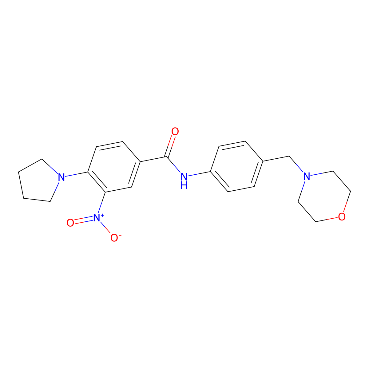 N-[4-(morpholin-4-ylmethyl)phenyl]-3-nitro-4-pyrrolidin-1-ylbenzamide molecular structure, CAS 638145-48-9
