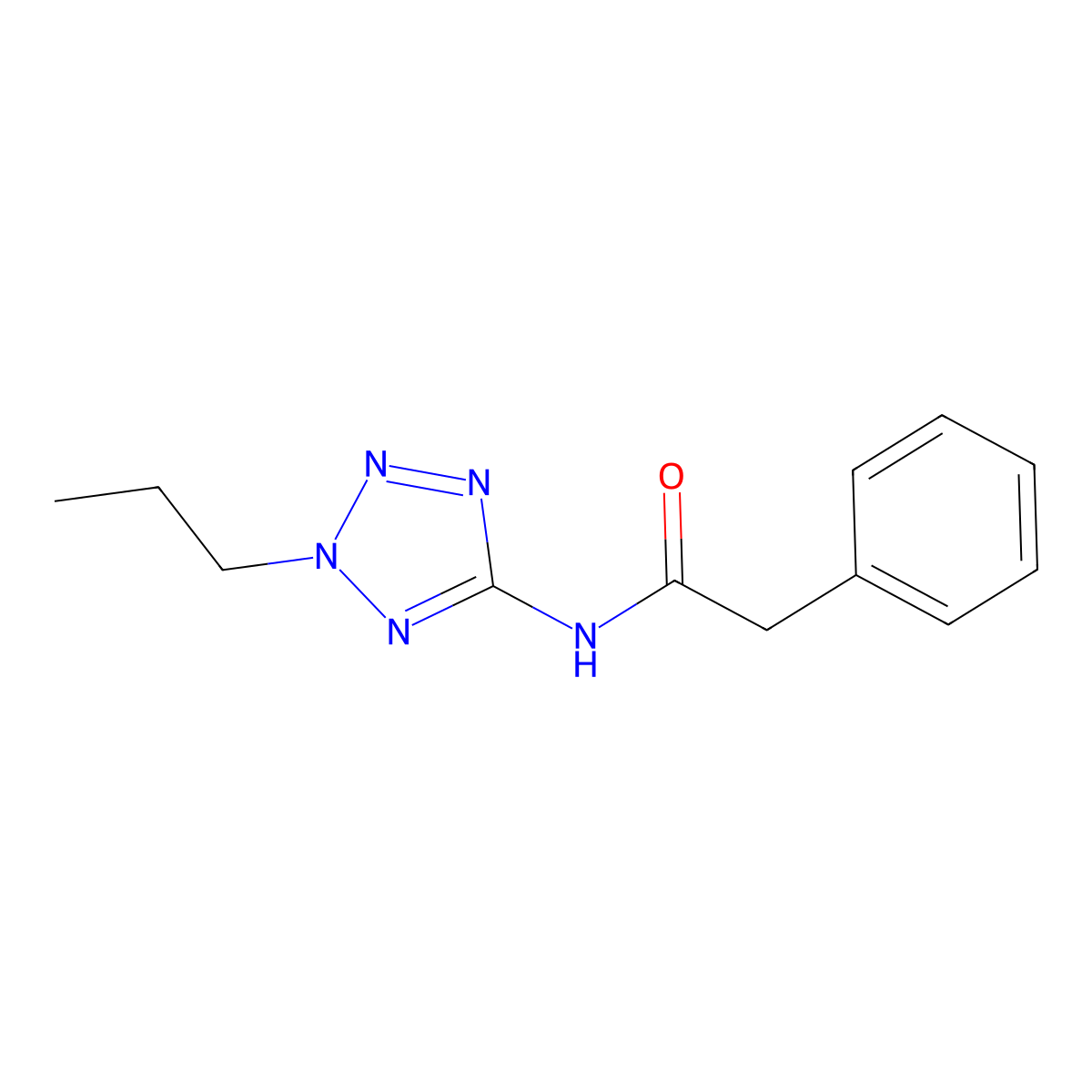 2-phenyl-N-(2-propyltetrazol-5-yl)acetamide molecular structure, CAS 638145-55-8