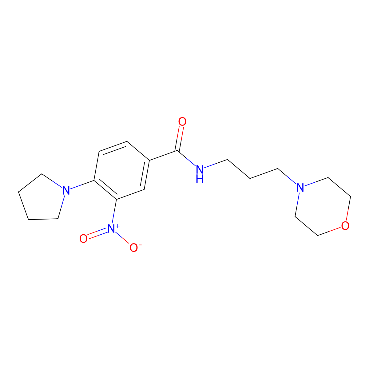 N-(3-morpholin-4-ylpropyl)-3-nitro-4-pyrrolidin-1-ylbenzamide molecular structure, CAS 638145-60-5