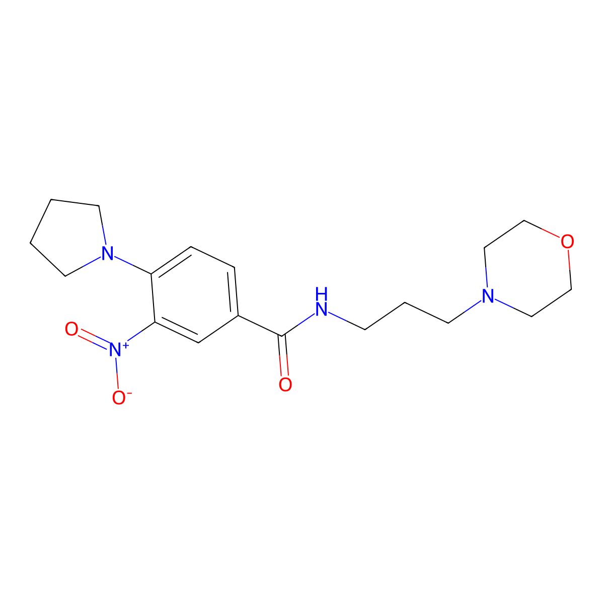 N-(3-morpholin-4-ylpropyl)-3-nitro-4-pyrrolidin-1-ylbenzamide molecular structure, CAS 638145-60-5