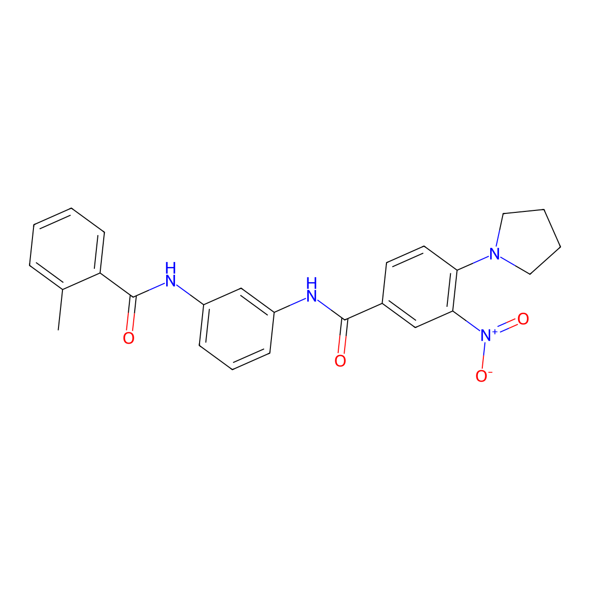 N-[3-[(2-methylbenzoyl)amino]phenyl]-3-nitro-4-pyrrolidin-1-ylbenzamide molecular structure, CAS 638146-11-9