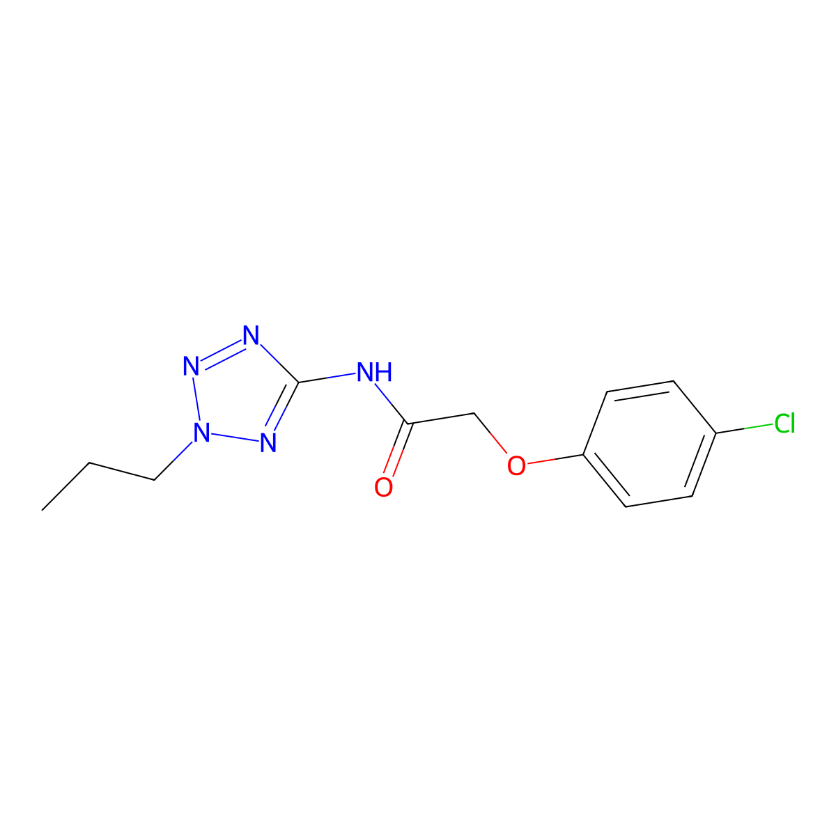 2-(4-chlorophenoxy)-N-(2-propyl-2H-tetrazol-5-yl)acetamide molecular structure, CAS 638146-78-8
