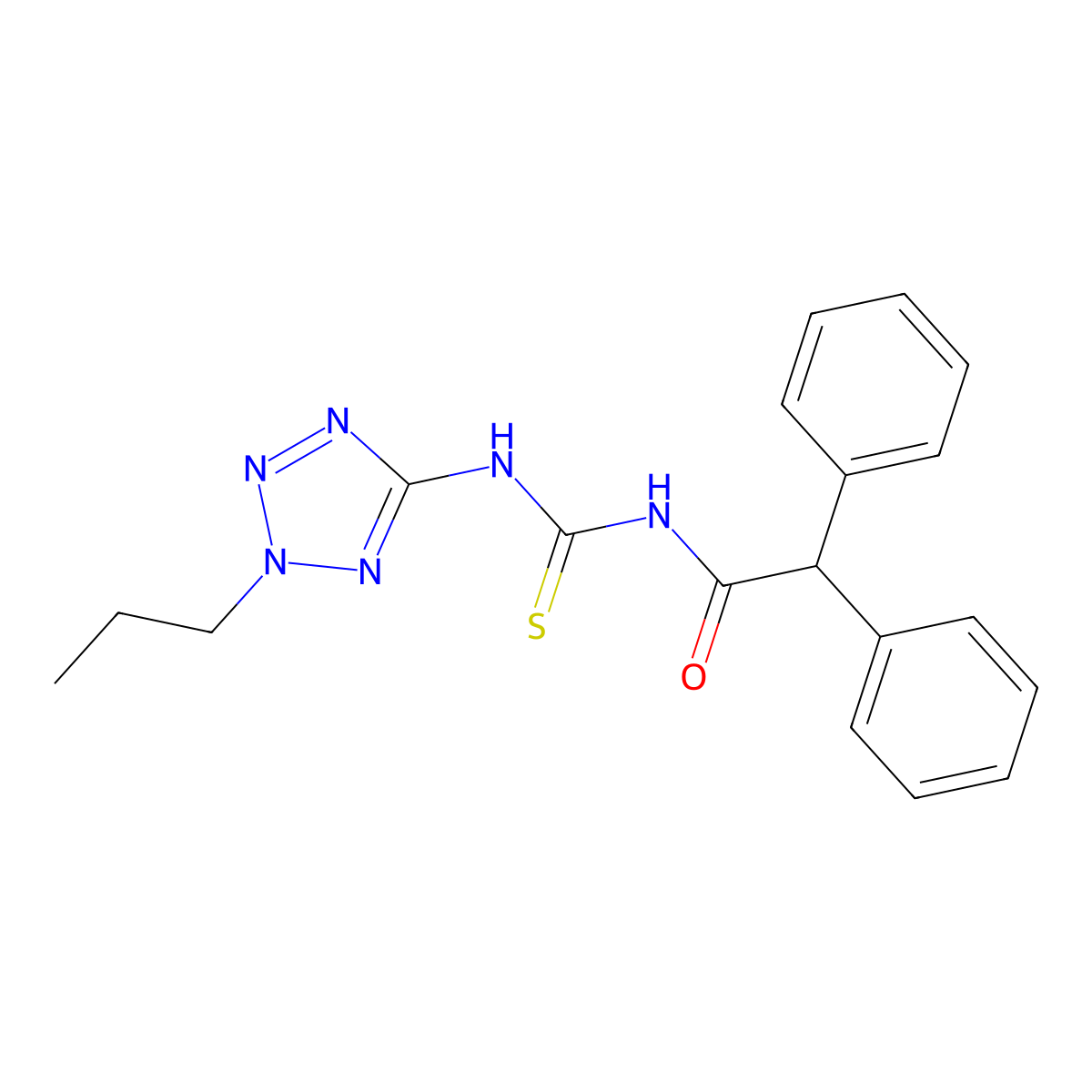 N-(diphenylacetyl)-N'-(2-propyl-2H-tetraazol-5-yl)thiourea molecular structure, CAS 638147-62-3