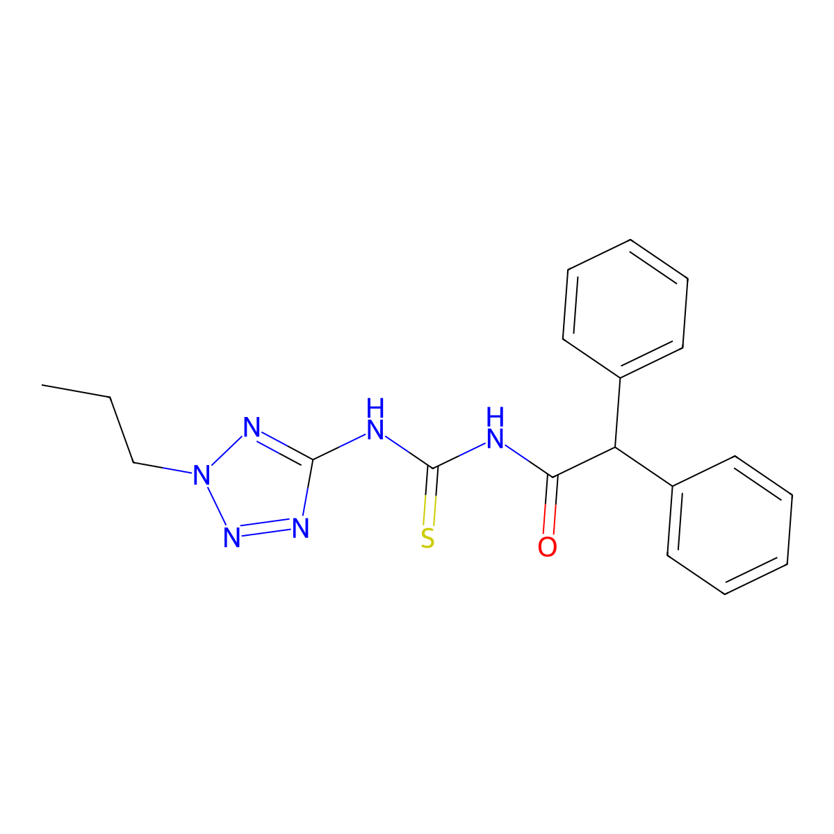 N-(diphenylacetyl)-N'-(2-propyl-2H-tetraazol-5-yl)thiourea molecular structure, CAS 638147-62-3
