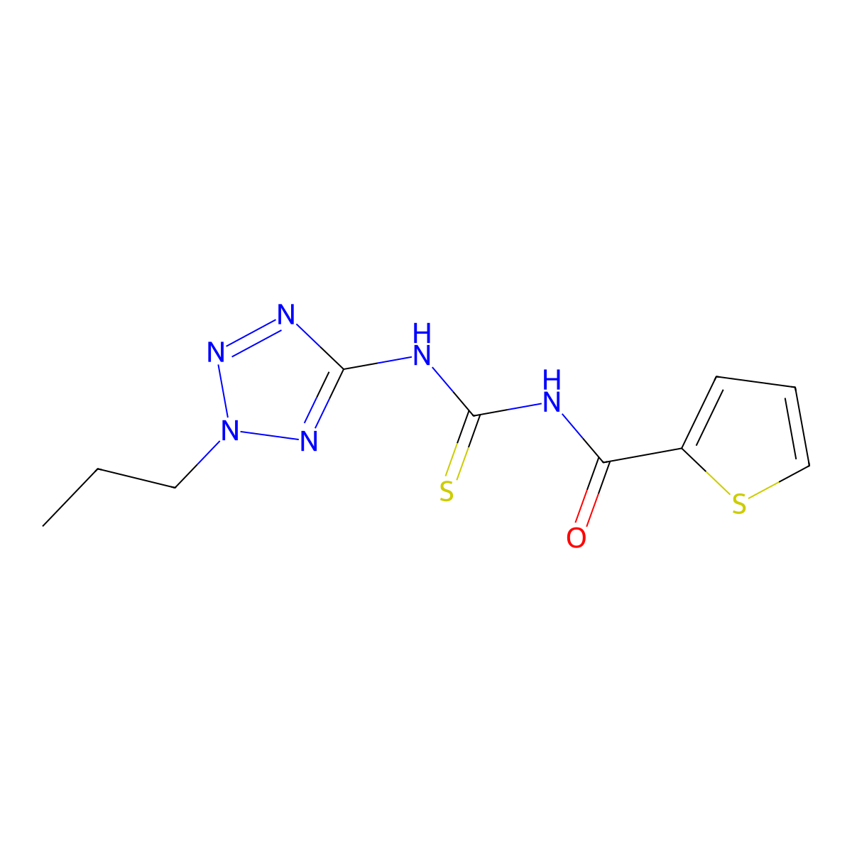 N-[(2-propyltetrazol-5-yl)carbamothioyl]thiophene-2-carboxamide molecular structure, CAS 638147-68-9
