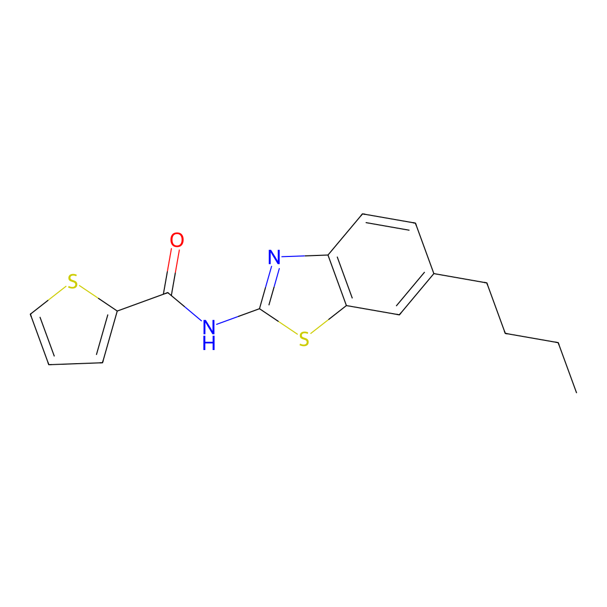 N-(6-butyl-1,3-benzothiazol-2-yl)-2-thiophenecarboxamide molecular structure, CAS 638148-05-7