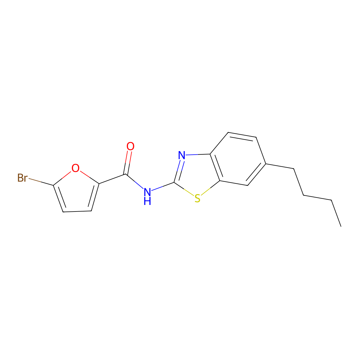 5-bromo-N-(6-butyl-1,3-benzothiazol-2-yl)-2-furancarboxamide molecular structure, CAS 638148-07-9