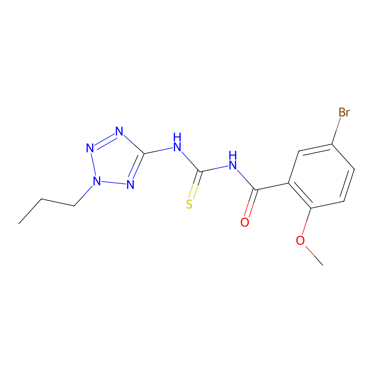 5-bromo-2-methoxy-N-[(2-propyltetrazol-5-yl)carbamothioyl]benzamide molecular structure, CAS 638148-45-5