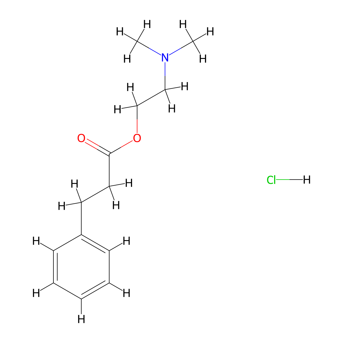 Propionic acid, 3-phenyl-, 2-dimethylaminoethyl ester, hydrochloride molecular structure, CAS 63815-36-1
