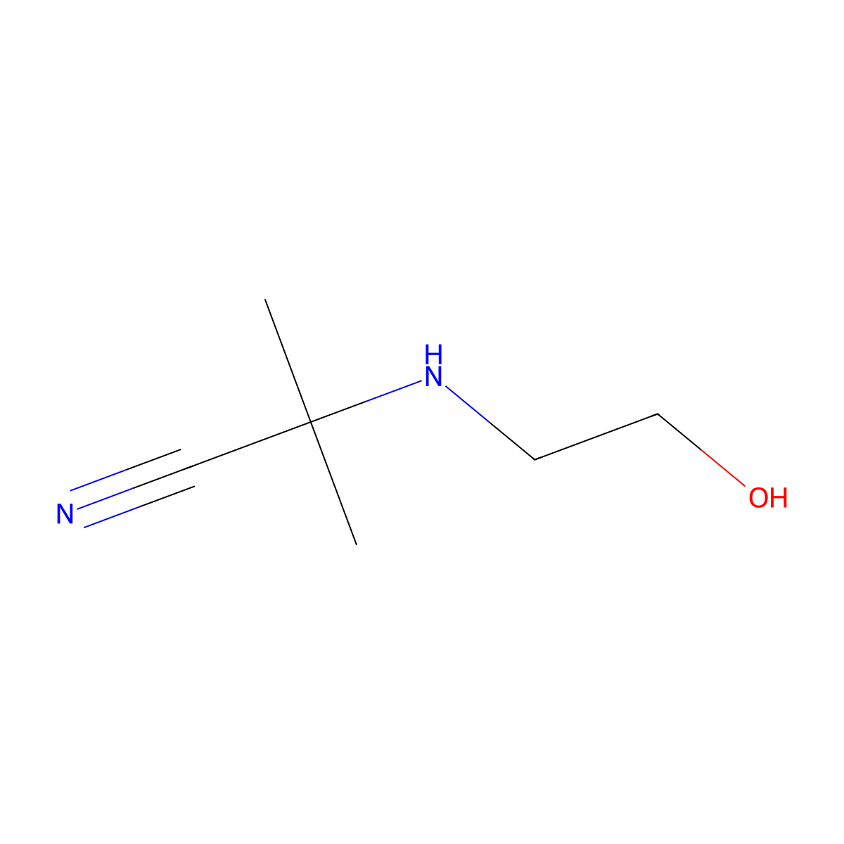 Propionitrile, 2-(2-hydroxyethyl)amino-2-methyl- molecular structure, CAS 63815-38-3