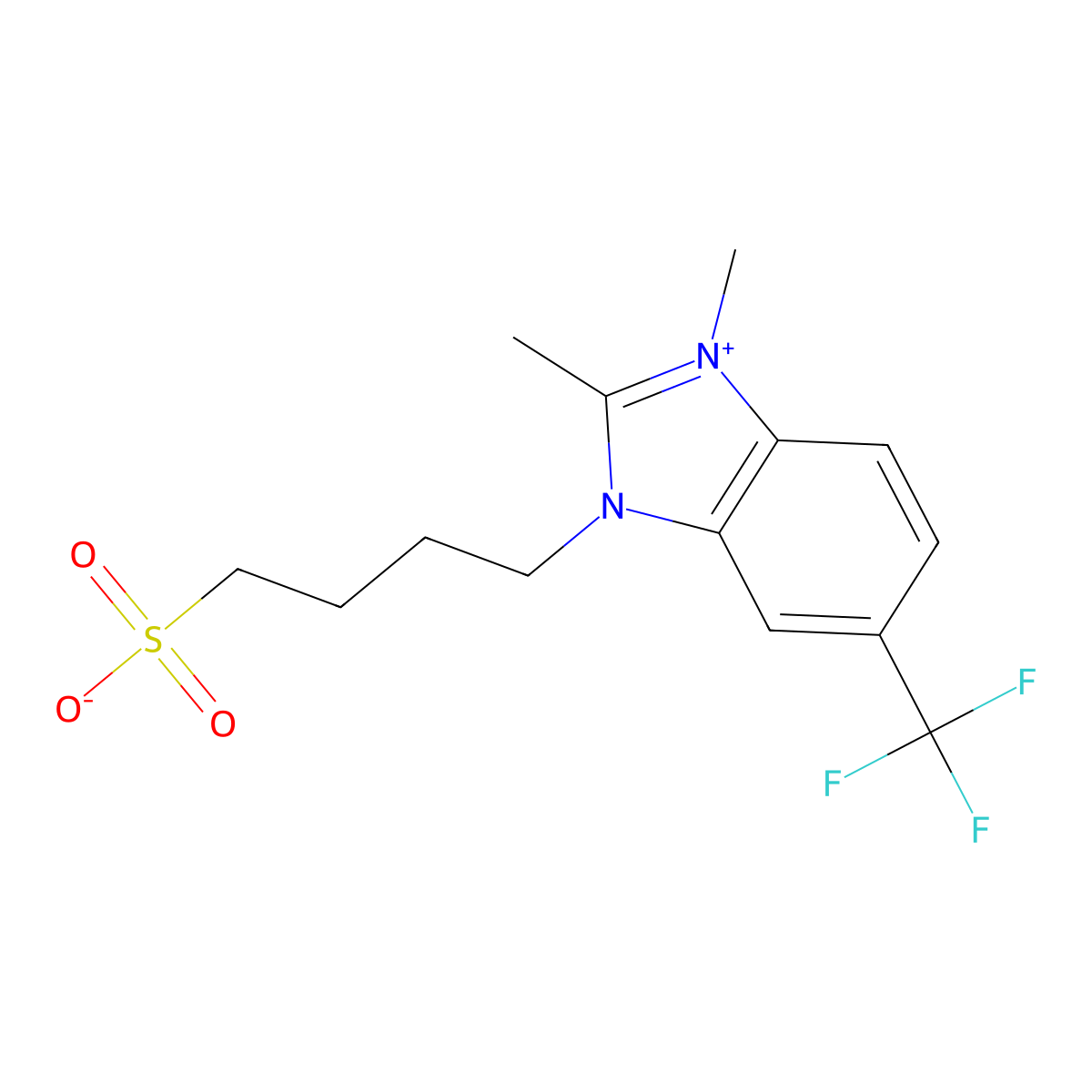 1h-benzimidazolium, 1,2-dimethyl-3-(4-sulfobutyl)-5-(trifluoromethyl)-, inner salt molecular structure, CAS 63815-69-0