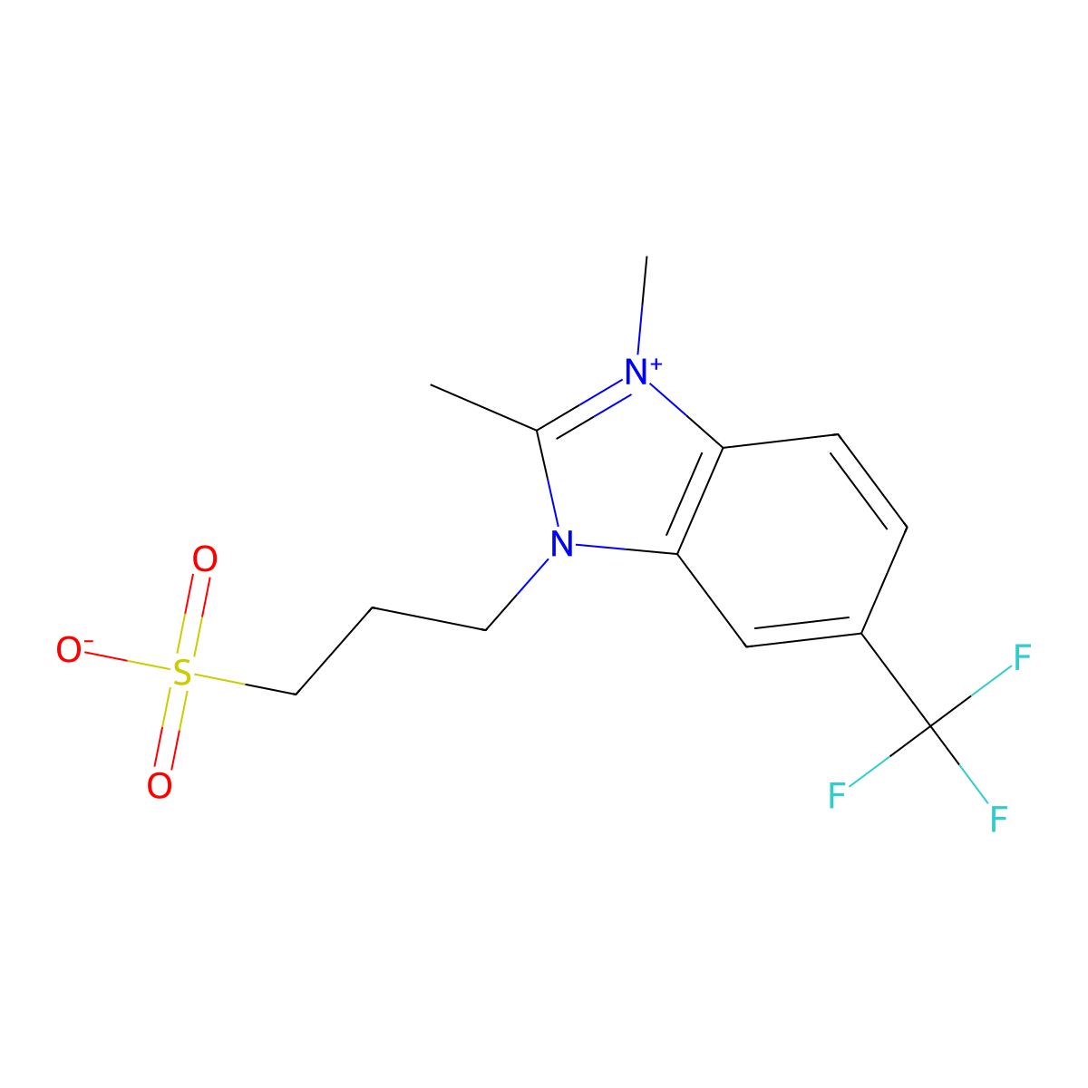1h-benzimidazolium, 1,2-dimethyl-3-(3-sulfopropyl)-5-(trifluoromethyl)-, inner salt molecular structure, CAS 63815-85-0