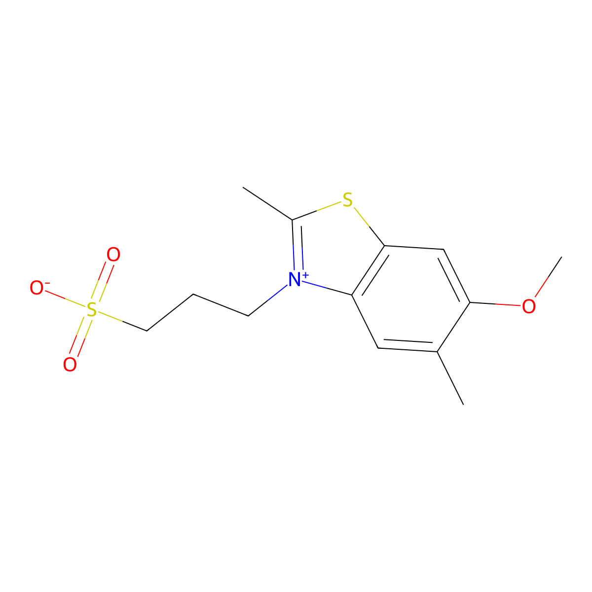 benzothiazolium, 6-methoxy-2,5-dimethyl-3-(3-sulfopropyl)-, inner salt molecular structure, CAS 63815-97-4