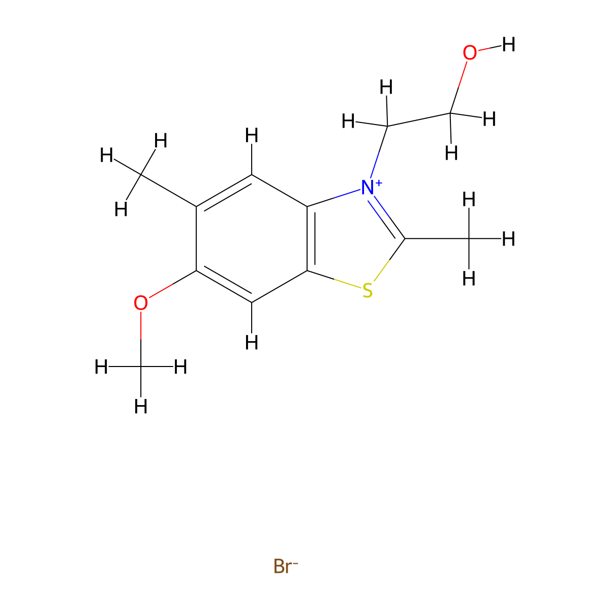 Benzothiazolium, 3-(2-hydroxyethyl)-6-methoxy-2,5-dimethyl-, bromide (1:1) molecular structure, CAS 63815-99-6