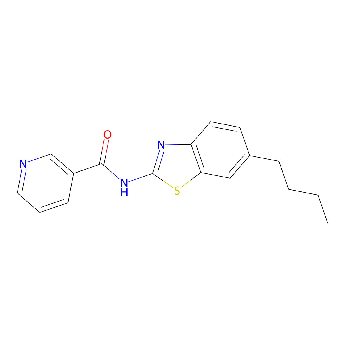 N-(6-butyl-1,3-benzothiazol-2-yl)pyridine-3-carboxamide molecular structure, CAS 638150-02-4