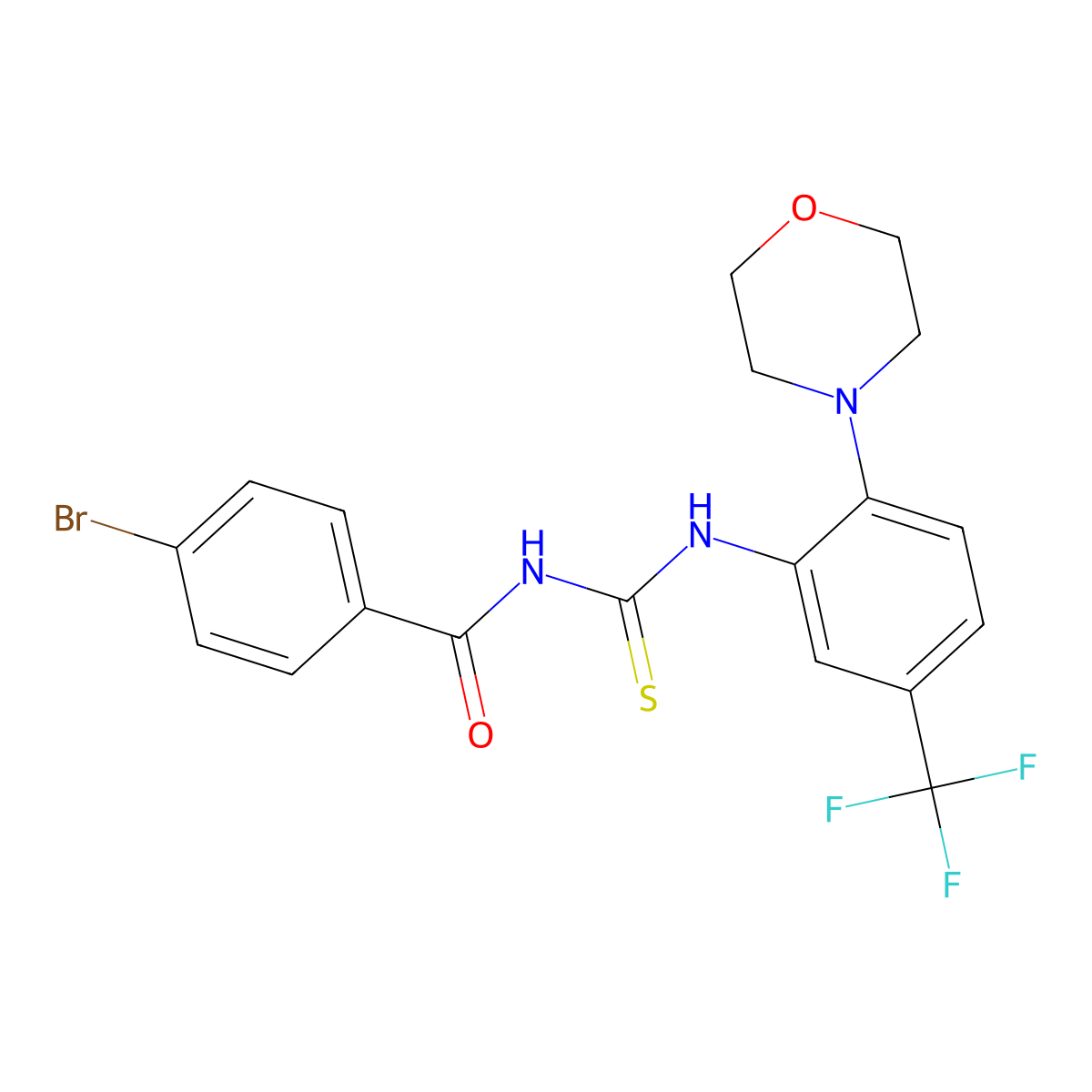 4-bromo-N-[[2-morpholin-4-yl-5-(trifluoromethyl)phenyl]carbamothioyl]benzamide molecular structure, CAS 638150-65-9