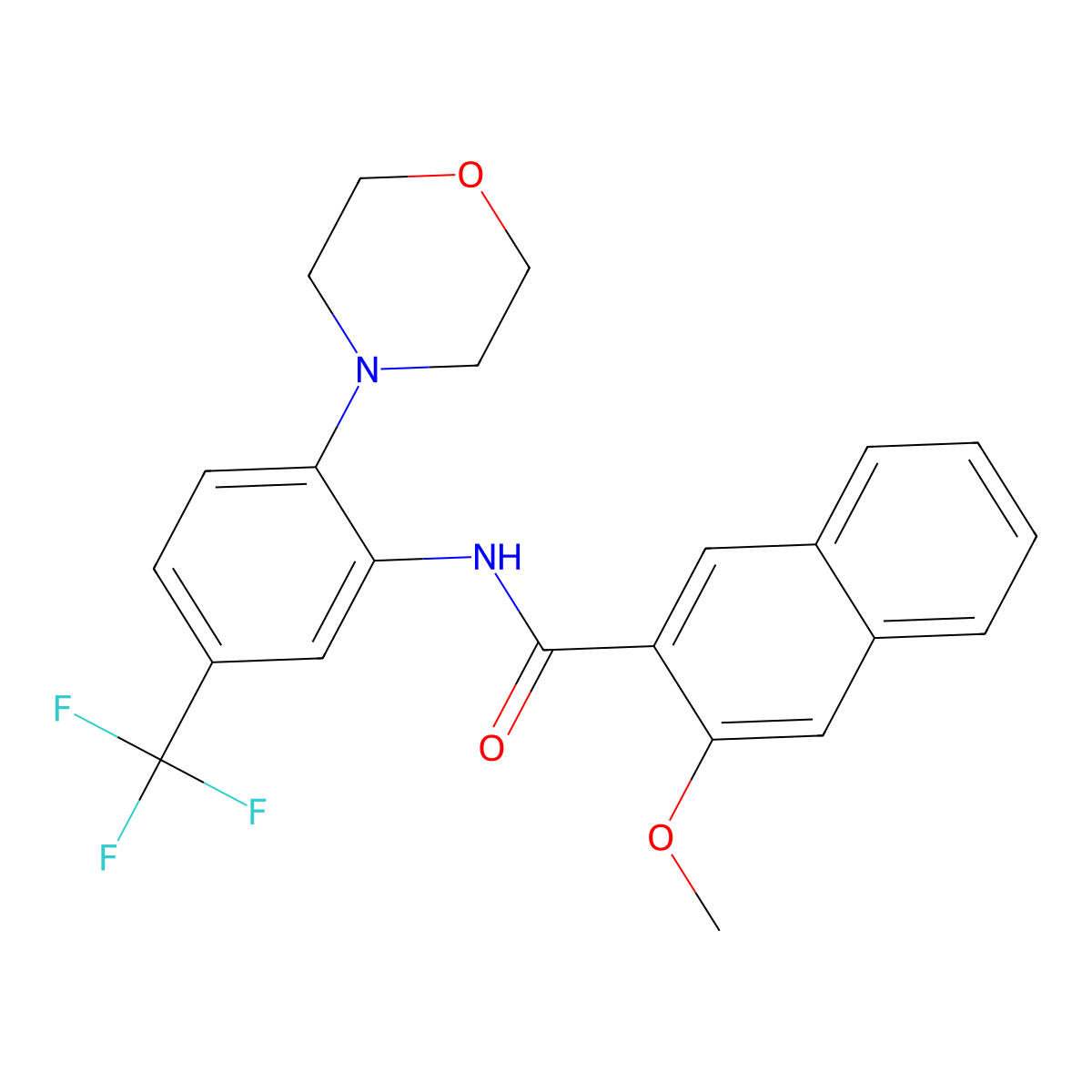 3-methoxy-N-[2-morpholin-4-yl-5-(trifluoromethyl)phenyl]naphthalene-2-carboxamide molecular structure, CAS 638151-11-8