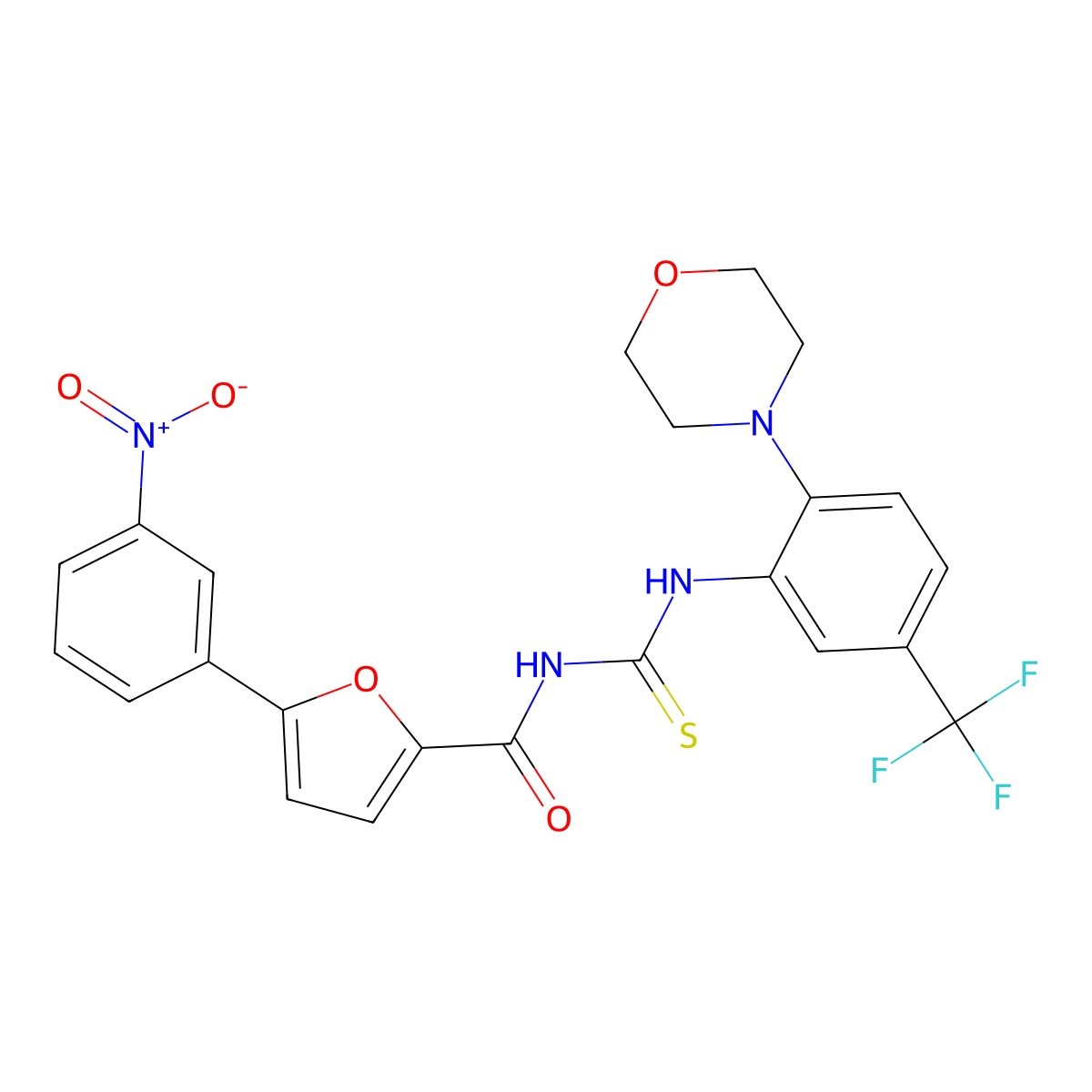 N-[[2-morpholin-4-yl-5-(trifluoromethyl)phenyl]carbamothioyl]-5-(3-nitrophenyl)furan-2-carboxamide molecular structure, CAS 638151-84-5