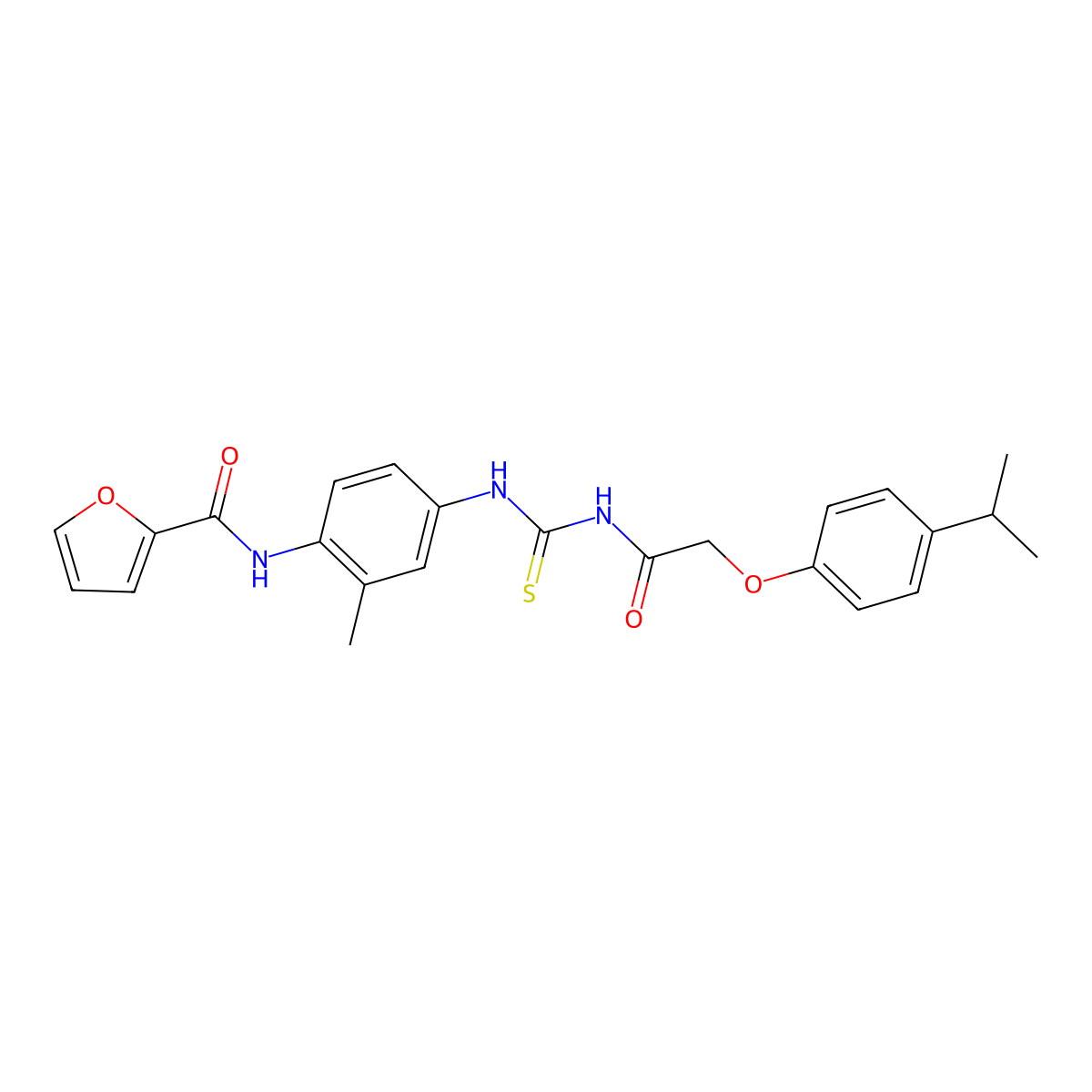 N-[2-methyl-4-[[2-(4-propan-2-ylphenoxy)acetyl]carbamothioylamino]phenyl]furan-2-carboxamide molecular structure, CAS 638153-59-0