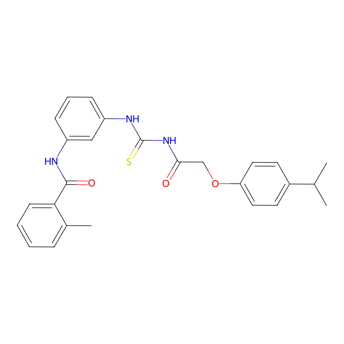 2-methyl-N-[3-[[2-(4-propan-2-ylphenoxy)acetyl]carbamothioylamino]phenyl]benzamide molecular structure, CAS 638154-33-3