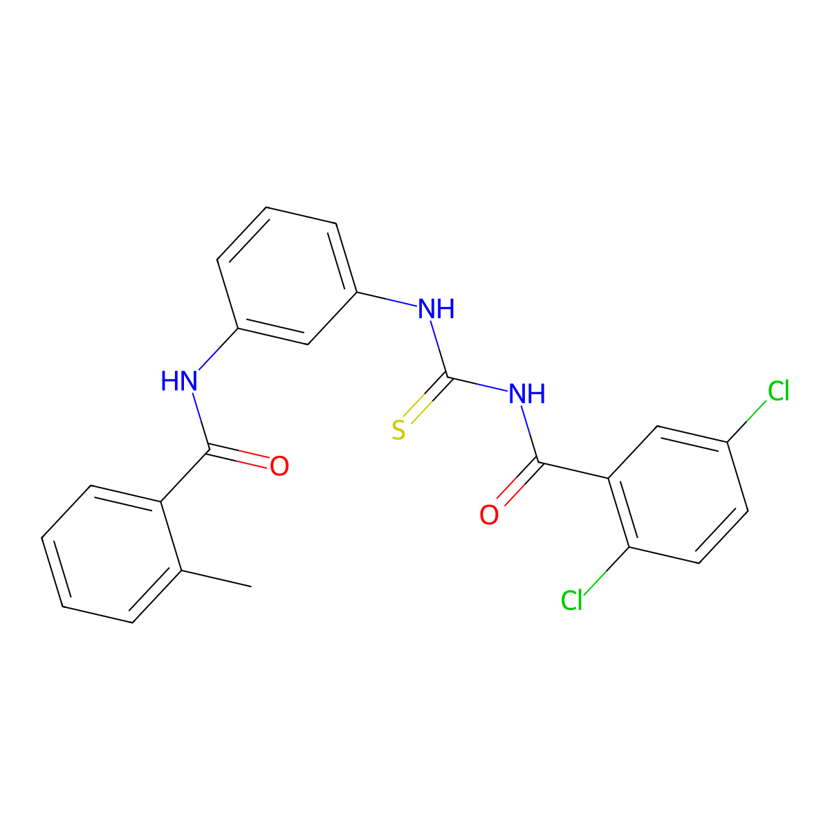 2,5-dichloro-N-[[3-[(2-methylbenzoyl)amino]phenyl]carbamothioyl]benzamide molecular structure, CAS 638154-35-5
