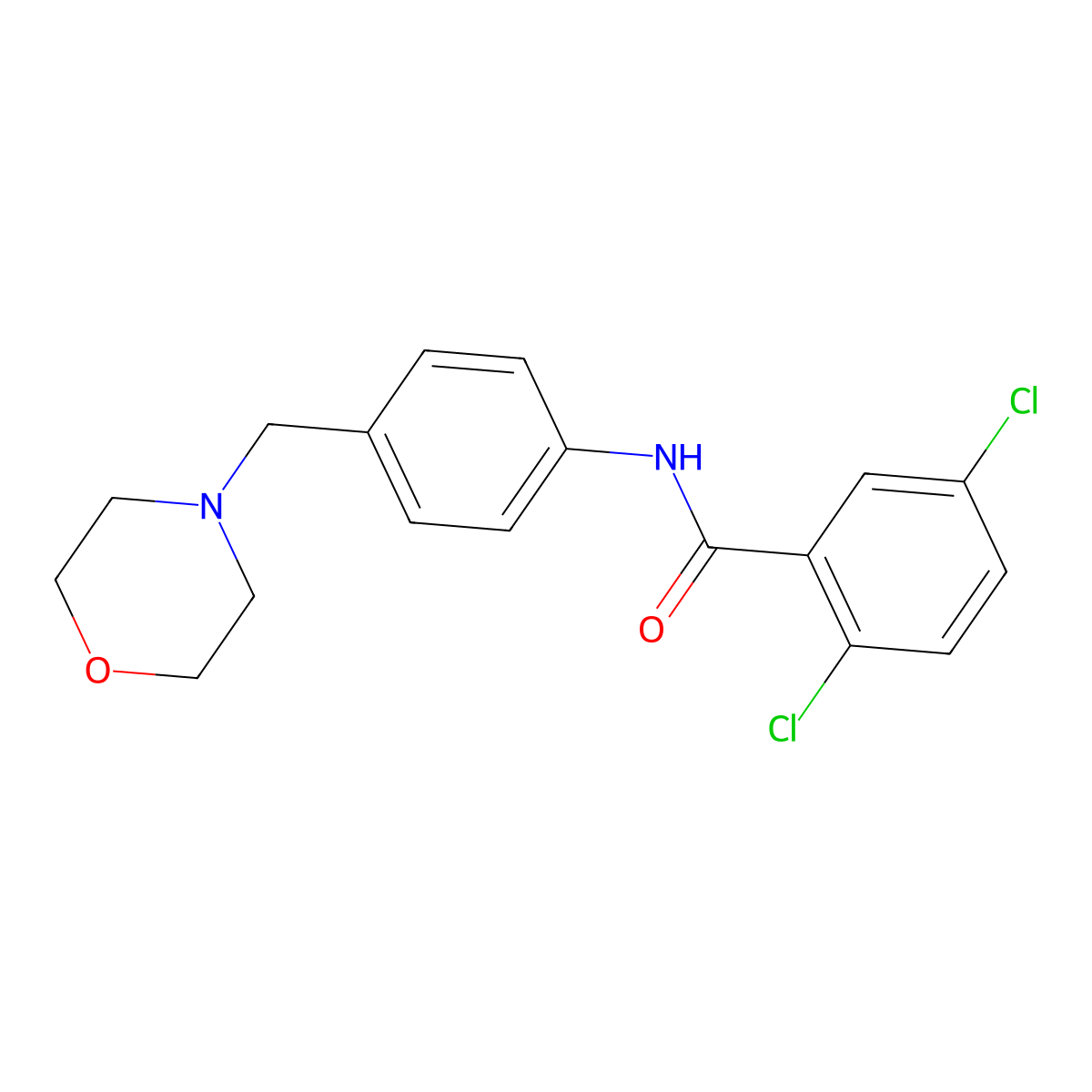 2,5-dichloro-N-[4-(morpholin-4-ylmethyl)phenyl]benzamide molecular structure, CAS 638154-43-5