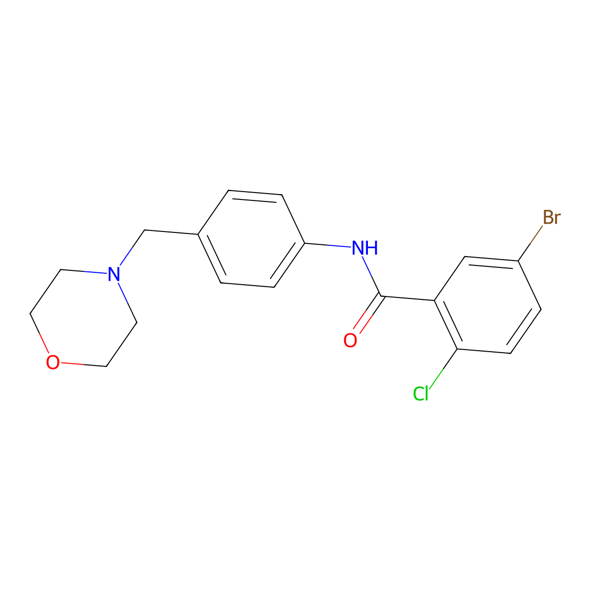 5-bromo-2-chloro-N-[4-(morpholin-4-ylmethyl)phenyl]benzamide molecular structure, CAS 638154-49-1