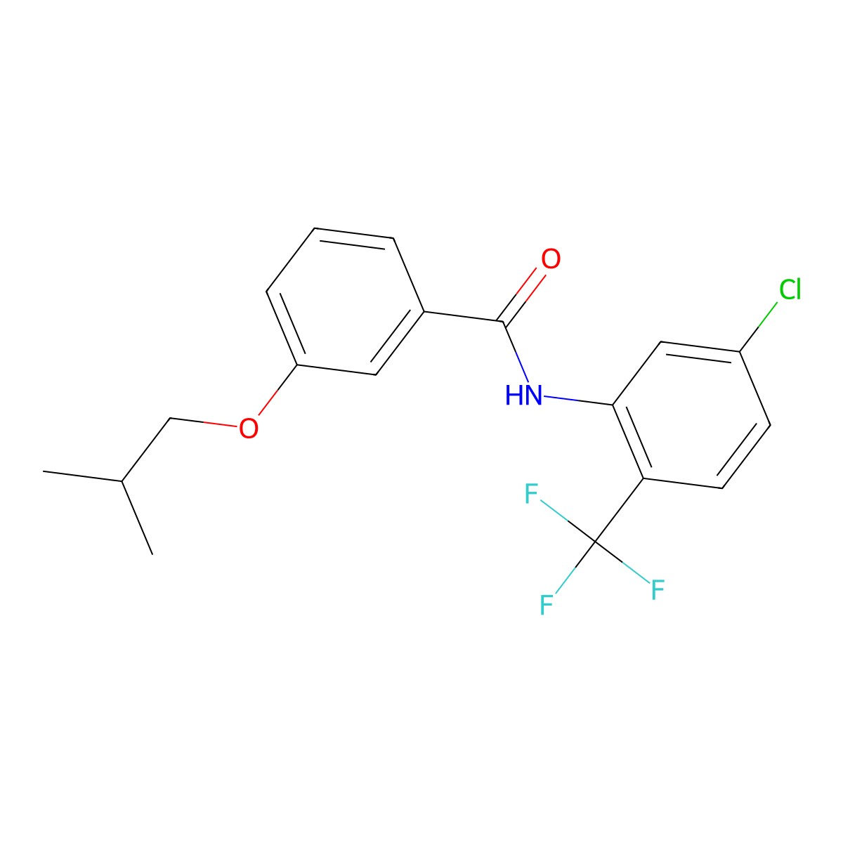 N-[5-chloro-2-(trifluoromethyl)phenyl]-3-(2-methylpropoxy)benzamide molecular structure, CAS 638154-50-4