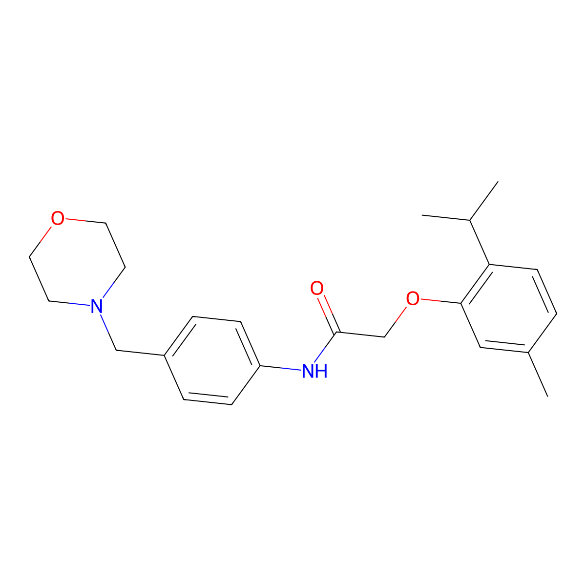 2-(5-methyl-2-propan-2-ylphenoxy)-N-[4-(morpholin-4-ylmethyl)phenyl]acetamide molecular structure, CAS 638155-18-7