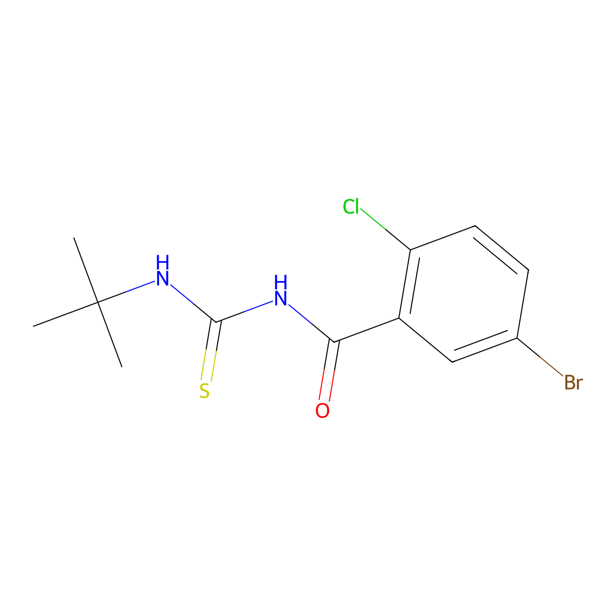 5-bromo-N-(tert-butylcarbamothioyl)-2-chlorobenzamide molecular structure, CAS 638155-40-5