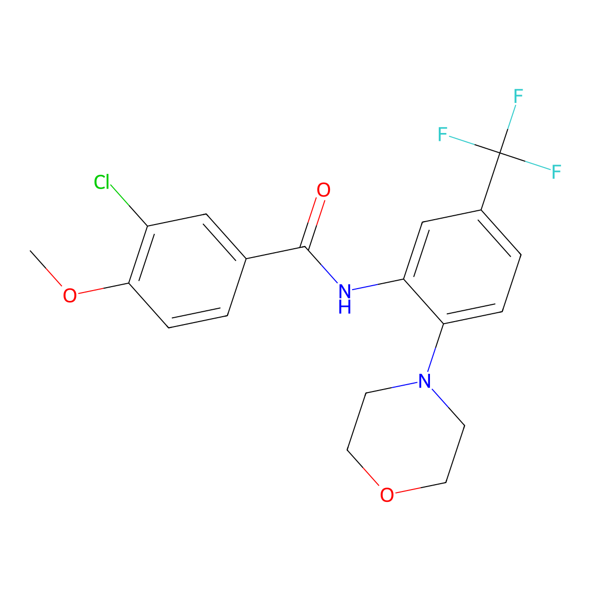 3-chloro-4-methoxy-N-[2-morpholin-4-yl-5-(trifluoromethyl)phenyl]benzamide molecular structure, CAS 638155-76-7